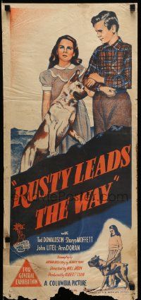 1c924 RUSTY LEADS THE WAY Aust daybill '48 cool German Shepherd & Boxer dog images!