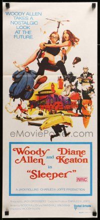 1c941 SLEEPER Aust daybill '74 Woody Allen, Diane Keaton, wacky sci-fi comedy art by McGinnis!