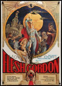 1c580 FLESH GORDON German '75 sexy sci-fi spoof, wacky erotic super hero art by George Barr!