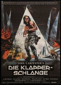 1c458 ESCAPE FROM NEW YORK German 12x19 '81 Carpenter, art of Kurt Russell as Snake by Chase!