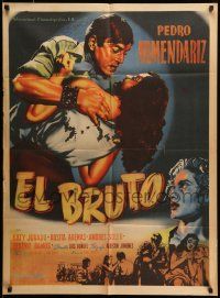 1c301 BRUTE Mexican poster '53 directed by Luis Bunuel, Pedro Armendariz & Rosita Arenas!