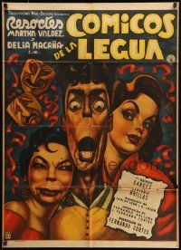 1c302 COMICOS DE LA LEGUA Mexican poster '57 great art of Resortes & two sexy girls by Cabral!