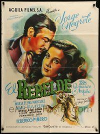 1c315 EL REBELDE Mexican poster '43 Drugana art of Jorge Negrete, Maria Elena Marquez!