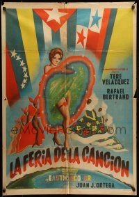 1c334 SU PRIMER AMOR Mexican poster '60 Juan Jose Ortega, incredible dancing art by Mendoza!