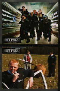 1c152 HOT FUZZ 6 French LCs '07 great completely different images of wacky Simon Pegg & Nick Frost!