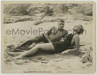 1d134 FROM HERE TO ETERNITY 11x14.25 still '53 Burt Lancaster & Deborah Kerr laying on beach!