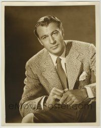1d136 GARY COOPER deluxe 11x14 still '40s great seated close portrait wearing suit & tie!
