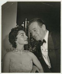 1d212 JOHN WAYNE 11.25x13.5 still '60 wonderful candid in tuxedo with his wife Pilar Pallete!