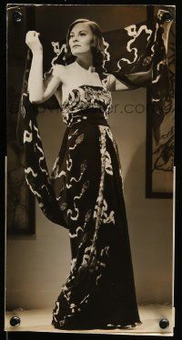 1d303 MICHELE MORGAN deluxe 7x13.25 still '42 full-length in striking silk dress by Bachrach!