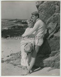 1d369 SUMMER PLACE deluxe 10.5x13.5 still '59 best portrait of Sandra Dee & Troy Donahue at beach!