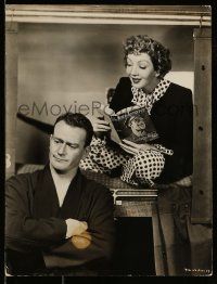 1d392 WITHOUT RESERVATIONS deluxe 10.25x13.5 still '46 Colbert reading book to annoyed John Wayne!