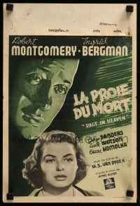 1f634 RAGE IN HEAVEN Belgian '40s art of pretty Ingrid Bergman, Robert Montgomery!