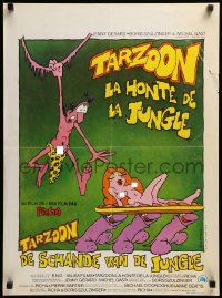 1f643 SHAME OF THE JUNGLE Belgian '78 sexy Tarzan spoof, wacky cartoon artwork!