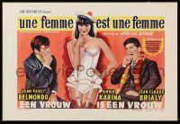 1f669 WOMAN IS A WOMAN Belgian 10x14 prmotional poster '61 Jean-Luc Godard, Belmondo, Anna Karina!