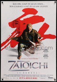 1f143 ZATOICHI Canadian 1sh '03 great image of Beat Takeshi Kitano wielding his sword!