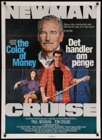1f446 COLOR OF MONEY Danish '87 Robert Tanenbaum art of Paul Newman & Tom Cruise playing pool!