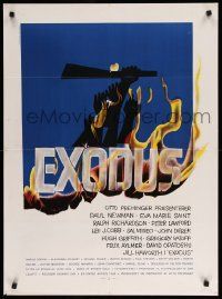 1f454 EXODUS Danish '61 Otto Preminger, great artwork of arms reaching for rifle by Saul Bass!