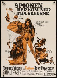 1f455 FATHOM Danish '69 different art of sexy Raquel Welch in skydiving harness & action scenes!