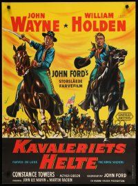 1f474 HORSE SOLDIERS Danish '60 art of U.S. Cavalrymen John Wayne & William Holden, John Ford