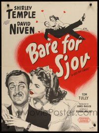 1f483 KISS FOR CORLISS Danish '49 romantic art of Shirley Temple & David Niven by Wenzel!