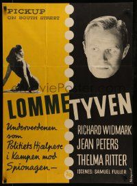 1f502 PICKUP ON SOUTH STREET Danish '54 Richard Widmark & Peters in Samuel Fuller noir classic!