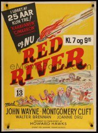 1f506 RED RIVER Danish '51 different artwork of John Wayne, Montgomery Clift, Howard Hawks!
