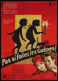 1f846 CADAVRES EN VACANCES French 22x31 '63 children with candle and cat, artwork by Grinsson!
