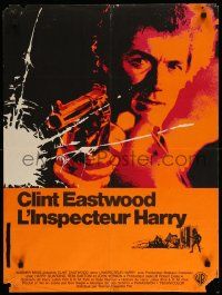 1f853 DIRTY HARRY French 23x31 '72 cool art of Clint Eastwood w/gun, Don Siegel crime classic!