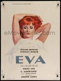 1f858 EVA French 24x32 '62 Joseph Losey, art of sexy redhead Jeanne Moreau in bed!