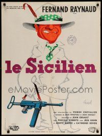 1f885 LE SICILIEN French 24x32 '58 cool art of gangster Fernand Raynaud by Clement Hurel!