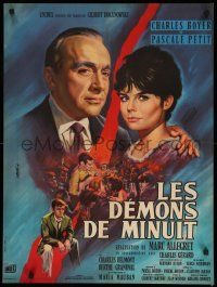 1f896 MIDNIGHT FOLLY French 23x30 '61 Jean Mascii art of Charles Boyer & Pascale Petit!