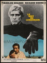 1f903 NIGHT OF THE FOLLOWING DAY French 24x32 '69 different art of Marlon Brando by Rene Ferracci!