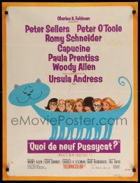 1f932 WHAT'S NEW PUSSYCAT French 23x30 '66 art of Woody Allen, Peter O'Toole & sexy babes on cat!