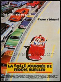 1f953 FERRIS BUELLER'S DAY OFF French 16x21 '86 different art of Broderick & friends in Ferrari!