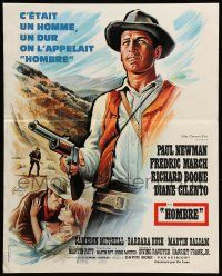 1f964 HOMBRE French 18x23 '67 cool art of Paul Newman by Boris Grinsson, directed by Martin Ritt!