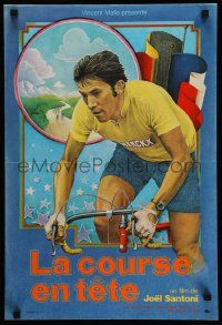 1f968 LA COURSE EN TETE French 16x23 '74 Santoni, art of real life cyclist Eddy Merckx on bike!