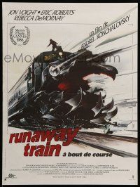 1f988 RUNAWAY TRAIN French 16x21 '86 cool Landi artwork of out-of-control train!