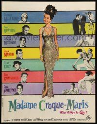 1f998 WHAT A WAY TO GO French 17x22 '64 sexy full-length Shirley MacLaine, Paul Newman, Mitchum!