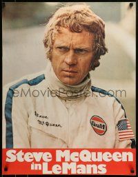1f058 LE MANS teaser German '71 close up of race car driver Steve McQueen in personalized uniform!