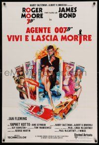 1f216 LIVE & LET DIE Italian 1sh '73 JO art of Roger Moore as James Bond & sexy tarot cards!