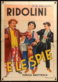 1f218 PLUCK & PLOTTERS Italian 1sh '39 Roma art of Alexander & man menacing Larry 'Ridolini' Semon