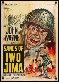 1f226 SANDS OF IWO JIMA Italian 20x28 R60s great art of World War II Marine John Wayne!