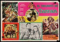 1f074 TARZAN TRIUMPHS Mexican LC R70s art of Johnny Weismuller with sexy Frances Gifford as Zandra