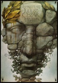 1f164 JULIUSZ CEZAR stage play Polish 27x39 '94 Wieslaw Walkuski art of stone face!