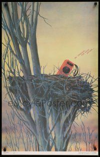 1f425 YOU HEARD THE SINGING OF BLACKBIRDS Russian 22x34 '88 art of hand-held radio in bird's nest!