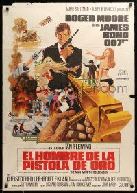 1f187 MAN WITH THE GOLDEN GUN Spanish '74 Roger Moore as James Bond by Robert McGinnis