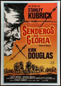 1f195 PATHS OF GLORY Spanish '86 Stanley Kubrick, great artwork of Kirk Douglas in WWI!