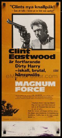 1f017 MAGNUM FORCE Swedish stolpe '73 Clint Eastwood is Dirty Harry pointing his huge gun!