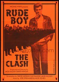 1f028 RUDE BOY Swiss '80 The Clash, cool different image of Mick Jones & police, orange design!