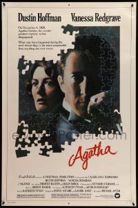 1g062 AGATHA 1sh '79 cool puzzle art of Dustin Hoffman & Vanessa Redgrave as Christie!